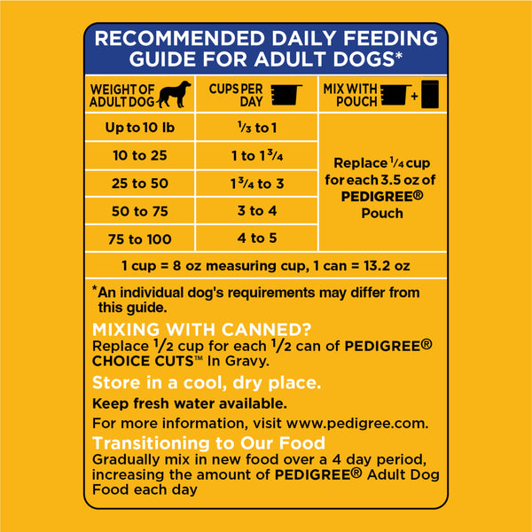 Pedigree Adult Complete Nutrition Dry Dog Food, Grilled Steak & Vegetable Flavor, (44lb)
