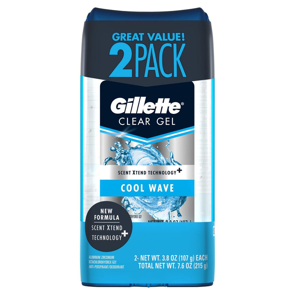 Gillette Cool Wave Clear Gel Men’s Antiperspirant and Deodorant, (2/3.8oz)