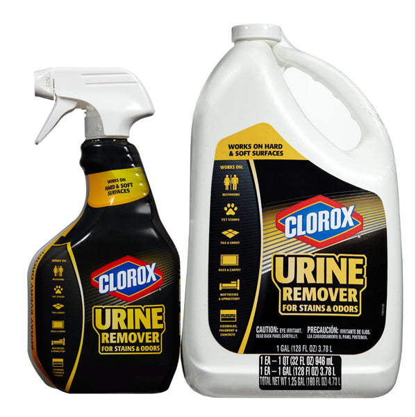 Clorox Urine Remover for Stains and Odors, 32oz Spray Bottle and 128oz Refill