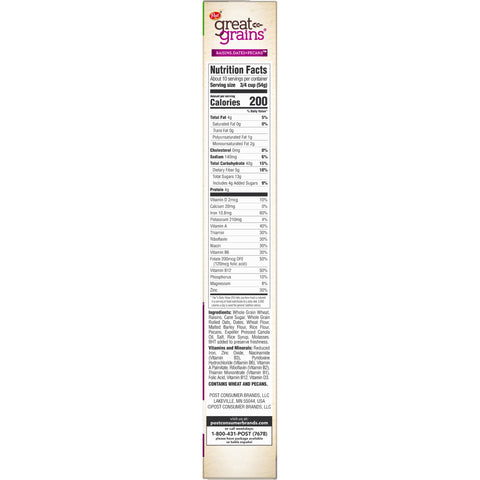 Post Great Grains Cereal, Date & Raisin, (19 oz.)