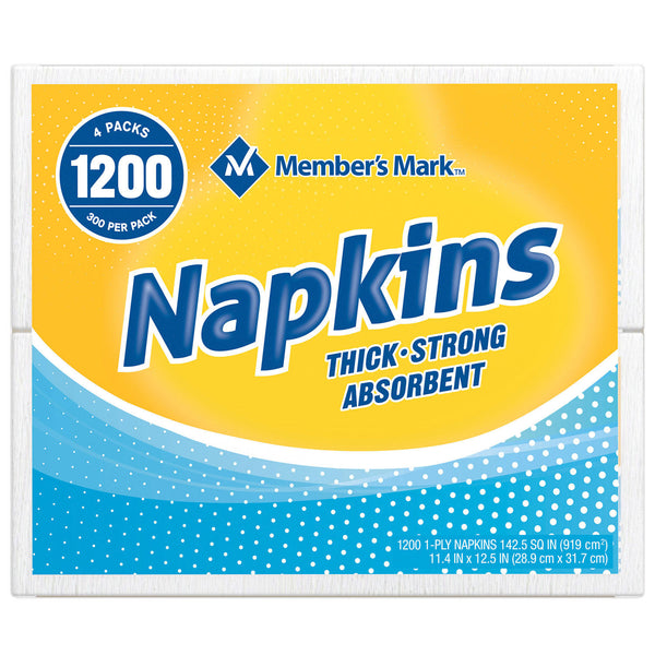 Member's Mark 1-Ply Everyday White Napkins, (11.4" x 12.5")