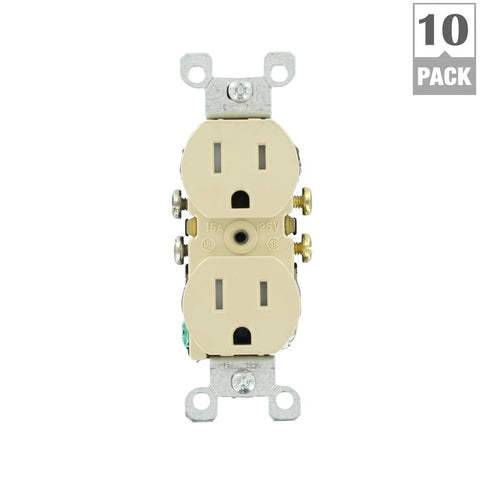 Leviton 15 Amp Tamper-Resistant Duplex Outlet, (10-Pack)
