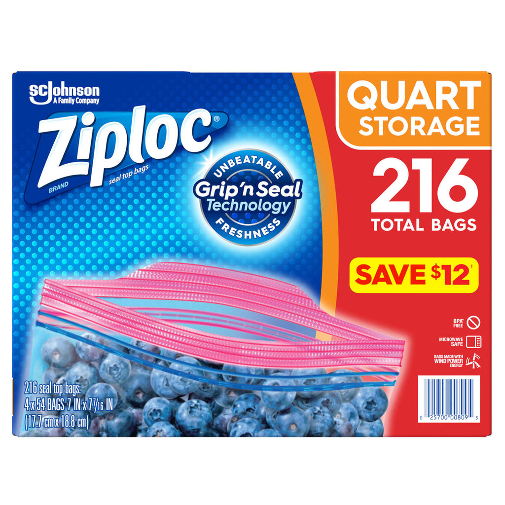 Ziploc Easy Open Tabs Quart Storage Bags