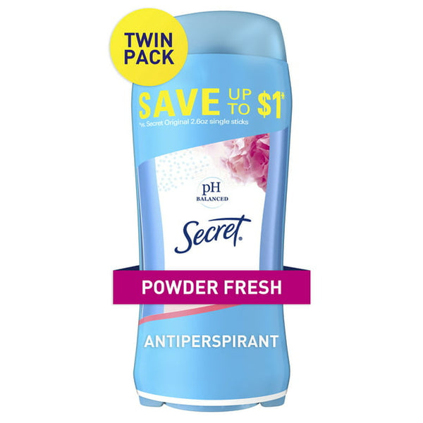 Secret Invisible Solid Deodorant, Powder Fresh (2.6 oz., 2pk.)