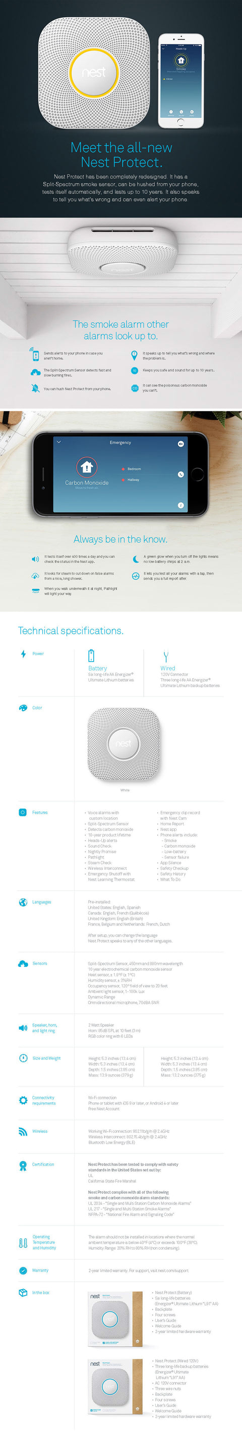 Nest Protect Wired Smoke and Carbon Monoxide Detector