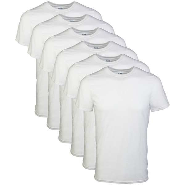Gildan Men's Short Sleeve Crew White T-Shirt, 6-Pack