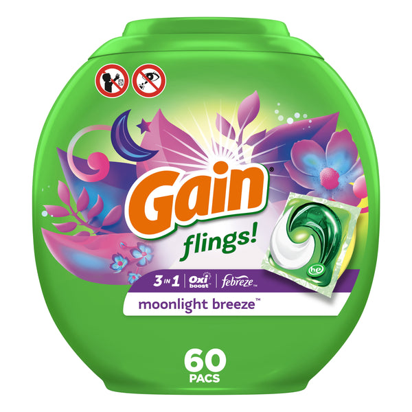 Gain Flings Laundry Detergent Pacs, Moonlight Breeze, (60 ct.)