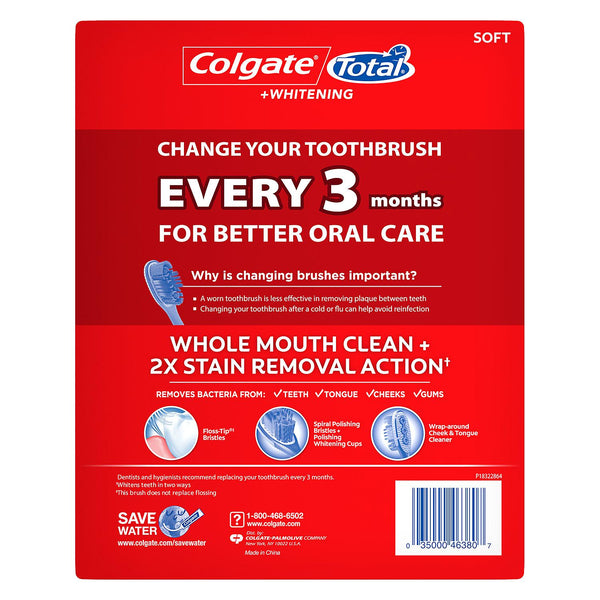 Colgate Total Whitening Toothbrush, Soft (8 pk.)