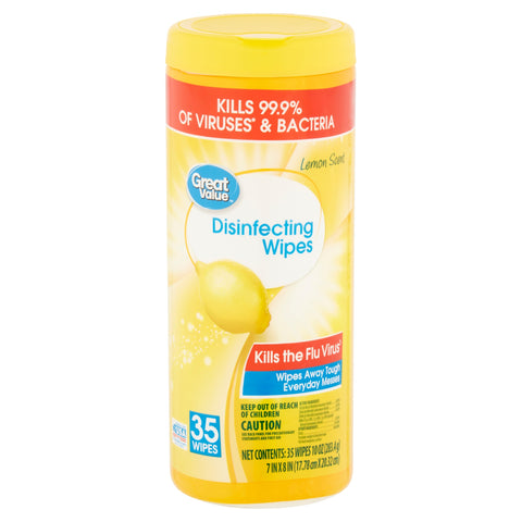 Great Value Disinfecting Wipes, Lemon (35ct.)
