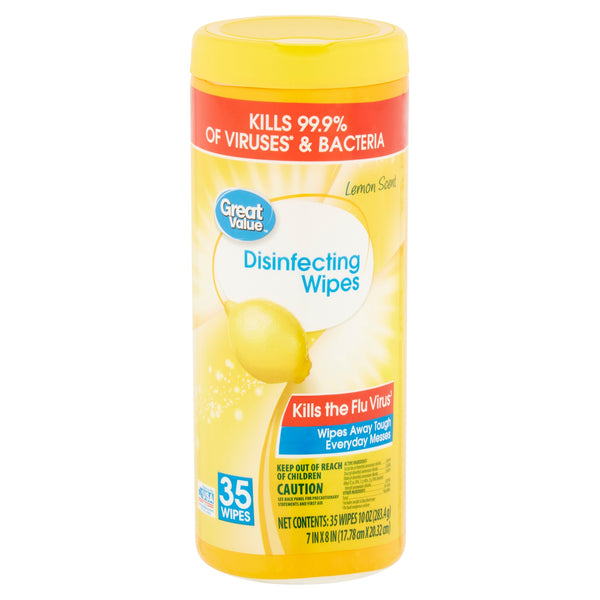 Great Value Disinfecting Wipes, Lemon (35ct.)
