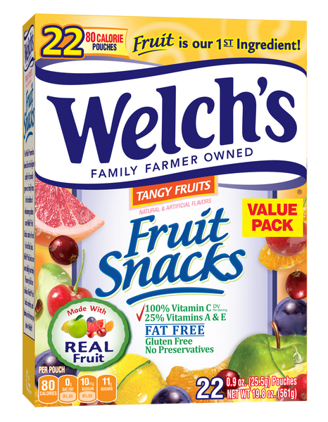 Welch's Fruit Snacks, Tangy Fruits (22ct./0.9oz.)