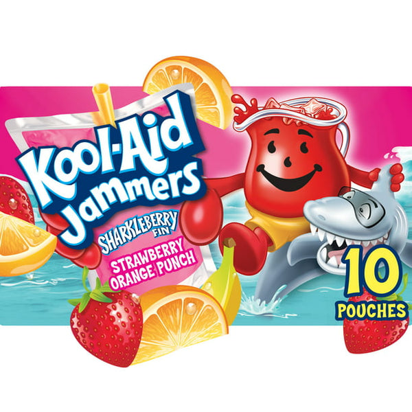Kool-Aid Jammers Sharkleberry Fin Strawberry Orange Punch Kids Drink, (10ct., 6oz.)