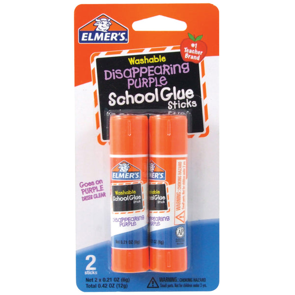 Elmer's Disappearing Purple Washable School Glue Sticks, (2ct.)