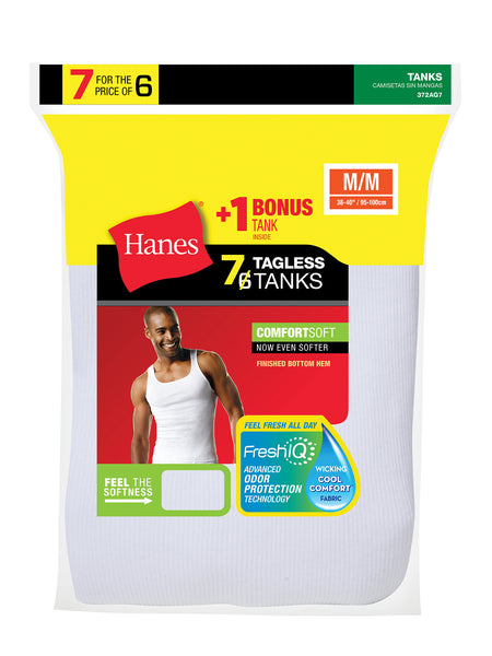 Hanes Men's FreshIQ ComfortSoft Tank Undershirt 7-pack (6 +1 Free Bonus Pack)