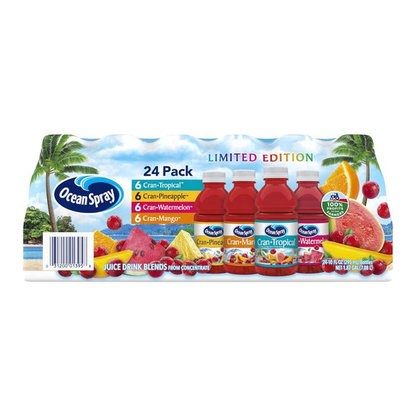 Ocean Spray Limited Edition Tropical Juice Drink Blends Variety Pack, (24/10oz.)