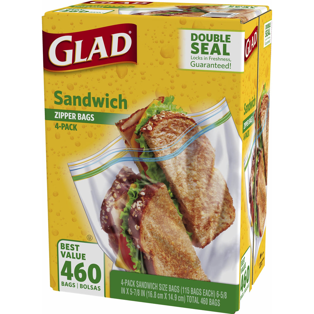 Glad Sandwich Plastic Bags, 4 pk./115 ct. - Clear Blue