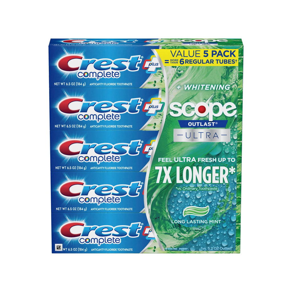 Crest Complete Whitening + Scope Toothpaste, Mint, (5.8 oz., 5pk.)