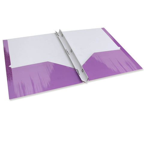 U Style Glitter Splash Paper Folder with Prongs, Two-Pockets