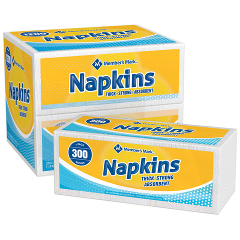 Member's Mark 1-Ply Everyday White Napkins, (11.4" x 12.5") (300ct.)