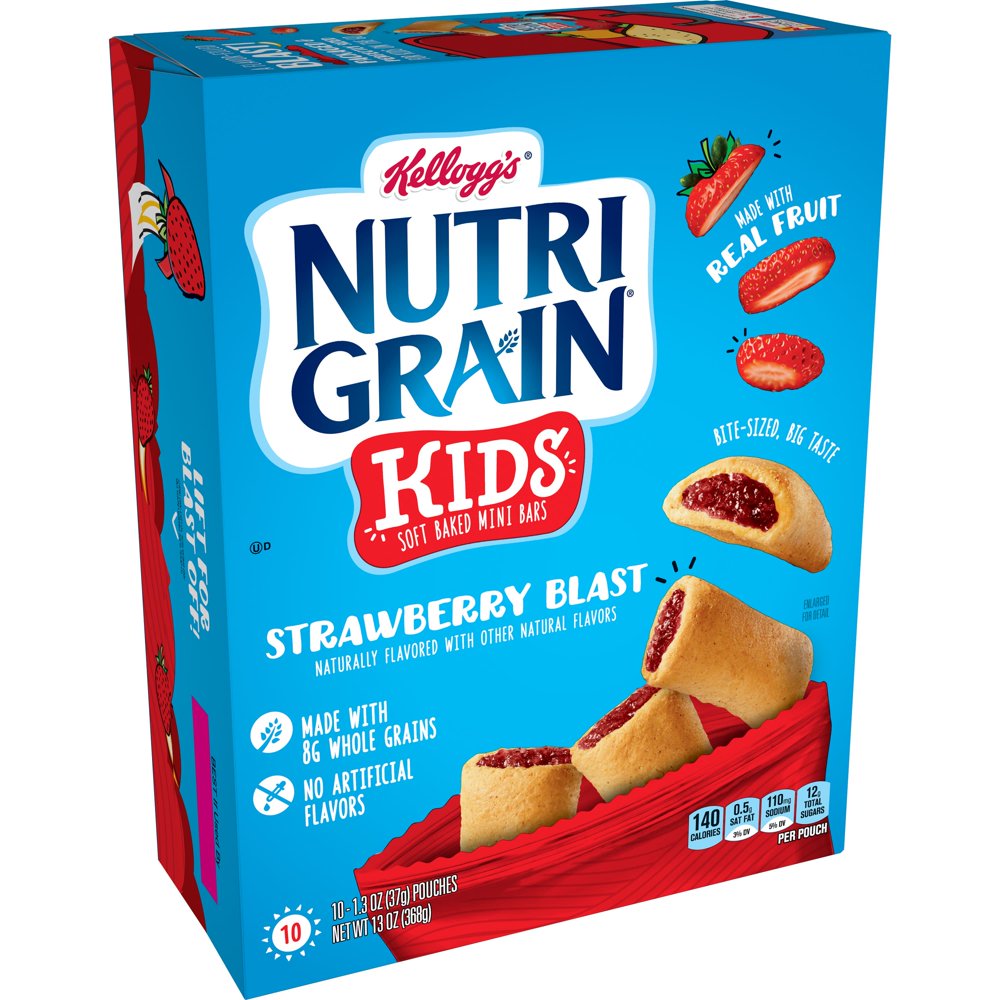 Kellogg's Nutri-Grain Kids, Soft Baked Mini Bars, Strawberry Blast, (10ct., 13oz.)