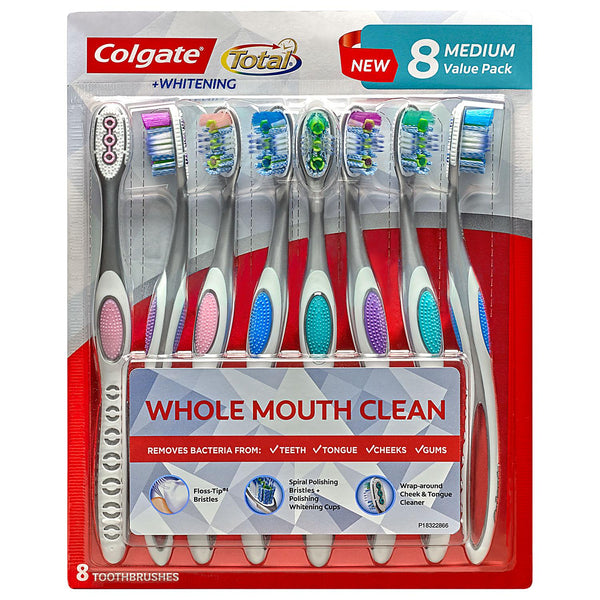 Colgate Total Whitening Toothbrush, Medium (8 pk.)