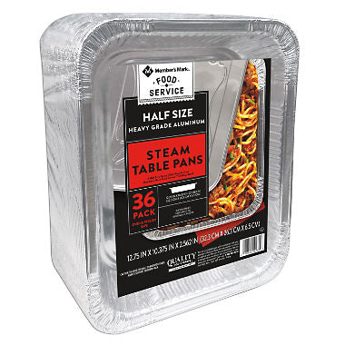 Member's Mark Aluminum Steam Table Pans, Half Size (36 ct.)