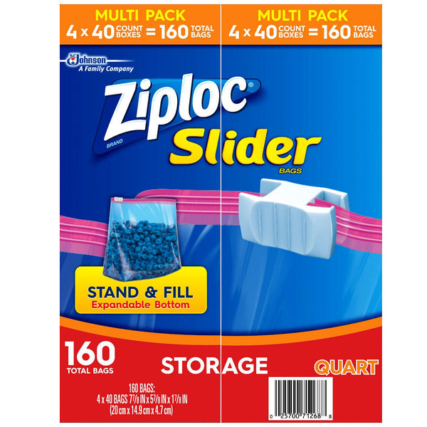 Ziploc Storage Slider Bags, Quart Size (160ct.)