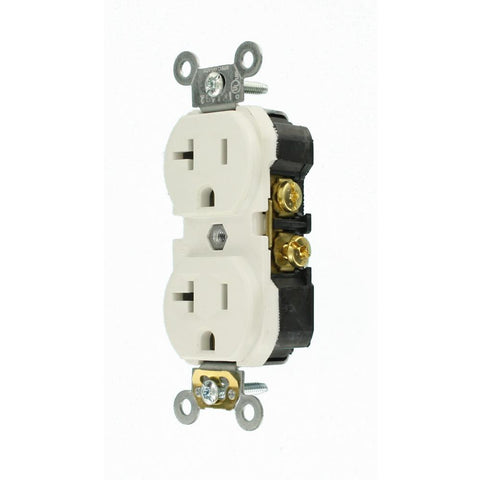 Leviton 20 Amp Commercial Grade Duplex Outlet, White (10-Pack)