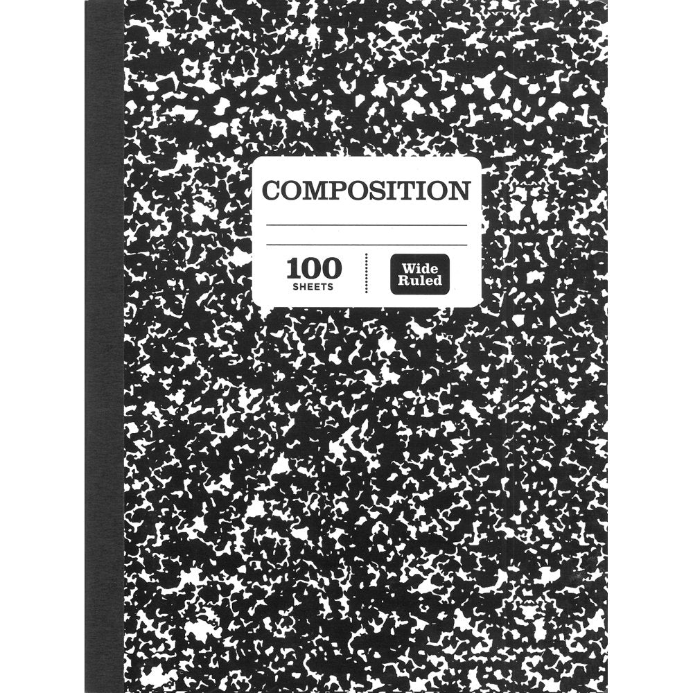 Pen + Gear Composition Book, Wide Ruled, 100 Pages, 9.75" x 7.5", (Black)
