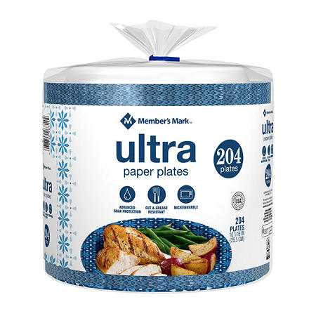 Member's Mark Ultra 10" Dinner Paper Plates 10", (204 ct.)l