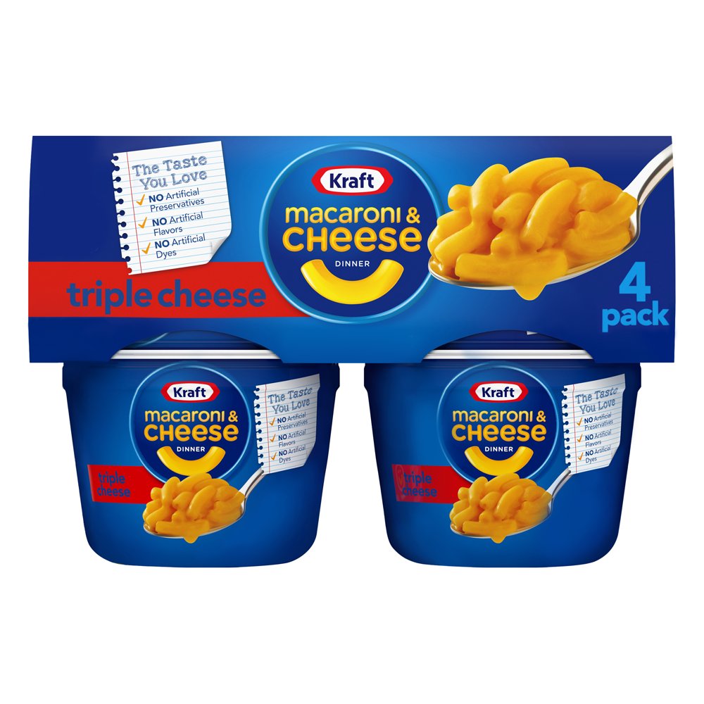 Kraft Macaroni & Cheese Dinner Cups, Triple Cheese (4ct.)