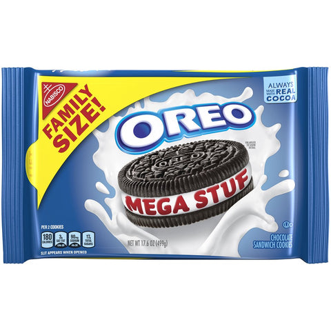 OREO Mega Stuf Chocolate Sandwich Cookies, Family Size, (17.6oz.)