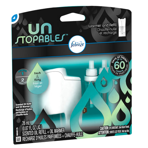 Febreze Unstopables Scented Oil Refill + Warmer, Fresh & Flirty