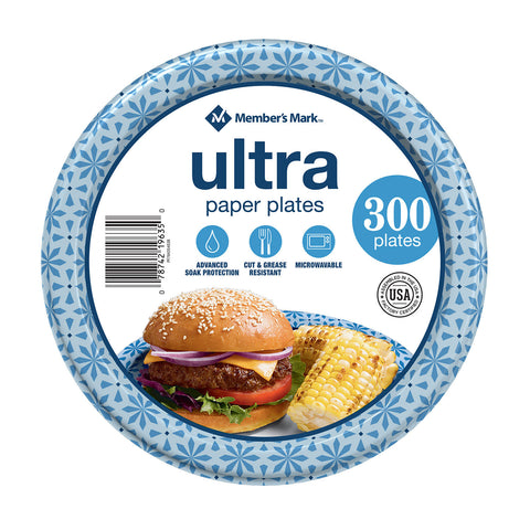 Member's Mark Ultra 8.5" Lunch Paper Plates, (300ct.)