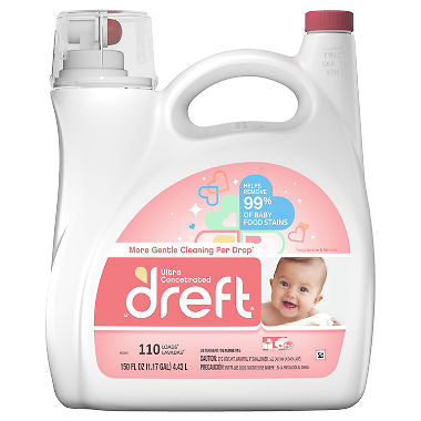 Dreft Ultra Concentrated Liquid Laundry Detergent, Stage 1 (110 loads, 150floz.)