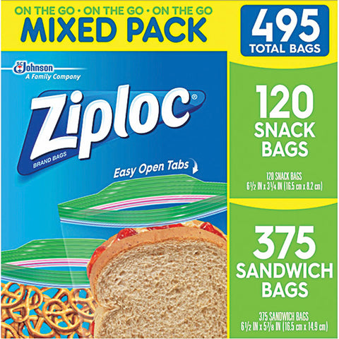 Ziploc Snack Bag and Sandwich Bag Mixed Pack, 495 pk. - Clear