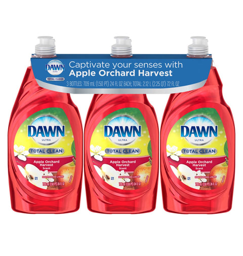 Dawn Ultra Total Clean Dish Liquid, Apple Orchard (24 fl. oz., 3pk.)