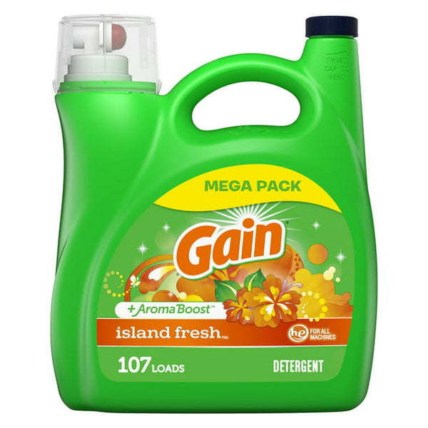 Gain + Aroma Boost Liquid Laundry Detergent , Island Fresh (154 fl.oz., 107 loads)