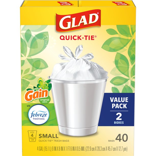 Glad Odor-Shield, Gain Original Small Trash Bags, (4gal.)