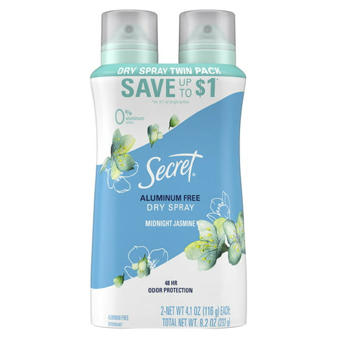 Secret Dry Spray Deodorant, Midnight Jasmine (4.1oz., 2pk.)