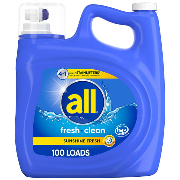 all Advanced 4-in-1 Liquid Detergent, Fresh Clean Sunshine Fresh  (150 fl. oz., 100 loads)