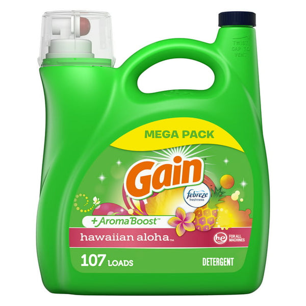 Gain + Aroma Boost Liquid Laundry Detergent , Hawaiian Aloha (154 fl.oz.,107 loads)
