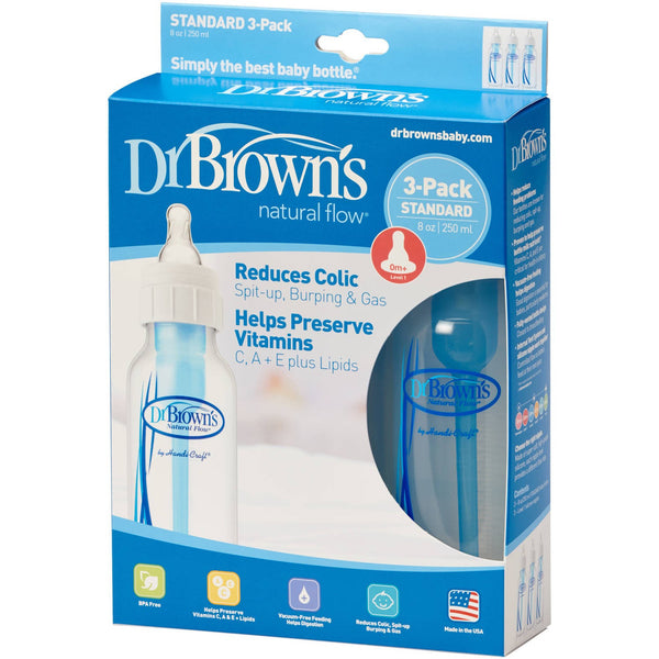Dr. Brown's Natural Flow BPA Free Plastic Baby Bottle, 8 Oz, 3 Ct