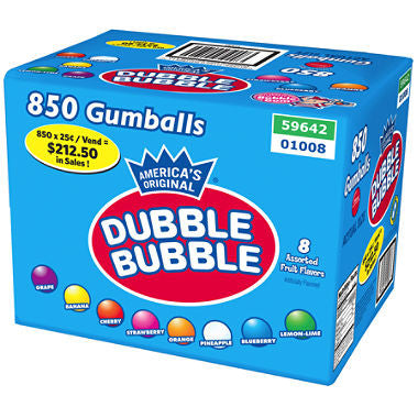 Dubble Bubble Fruit Gumballs 850ct