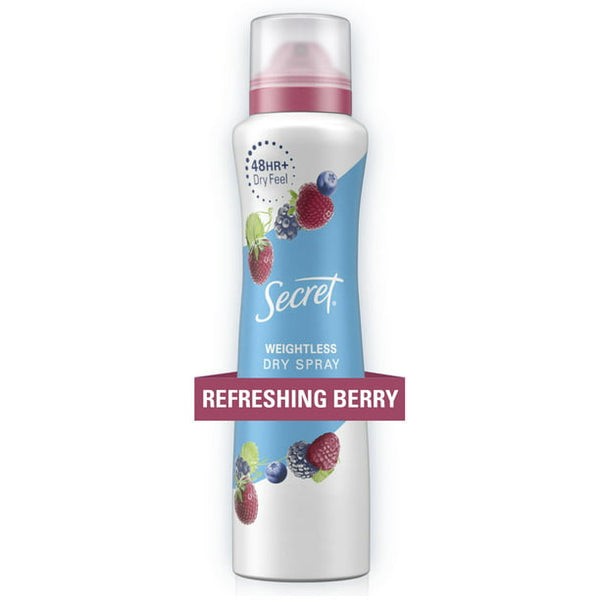 Secret Dry Spray Deodorant, Refreshing Berry (4.1oz.)