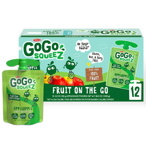 GoGo Squeez Applesauce, Apple Apple (12ct./3.2oz)