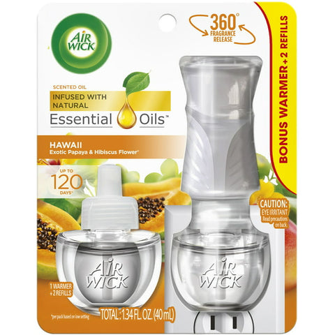 Air Wick Plug in Scented Oil Starter Kit (Warmer + 2 Refills), Hawaii