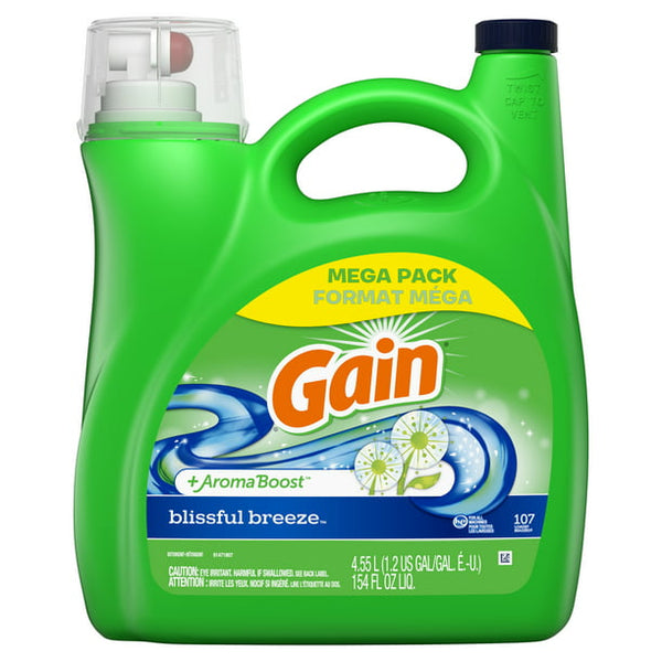 Gain + Aroma Boost Liquid Laundry Detergent , Blissful Breeze (154 fl.oz., 107 loads)