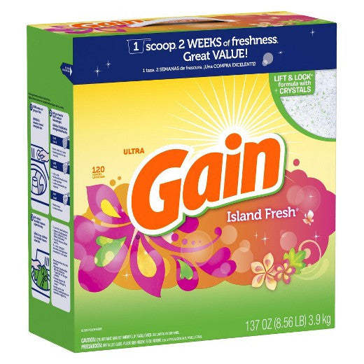 Gain Ultra Powder Laundry Detergent (137oz, 120 loads), Island Fresh