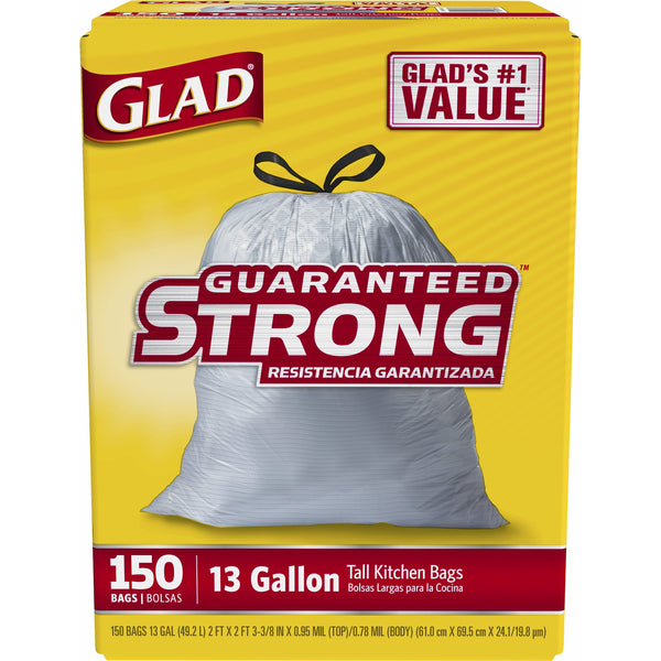 Glad 13-Gal. Kitchen Drawstring Plastic Trash Bags, 150 ct.